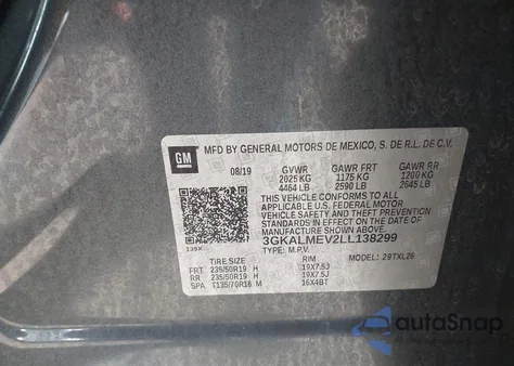 2020 GMC Terrain Fwd Sle z USA, uszkodzony, nr VIN 3GKALMEV2LL138299